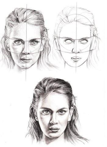 How to draw a portrait in full face with a simple pencil