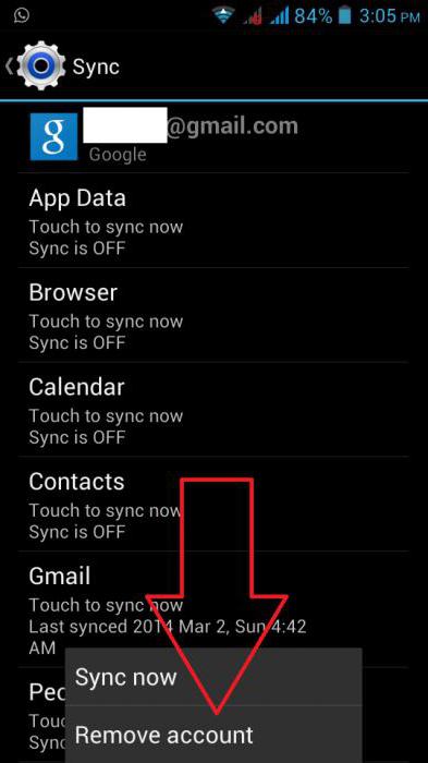 Google Android account sync failed: how can I get rid of it?